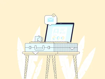 Job color design email illustration job laptop plant suitcase vector