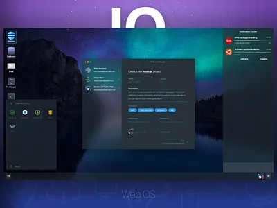 IO Web OS - Dark Theme application concept linux mac mac os os ubuntu ui user experience user interface ux web web os website window windows