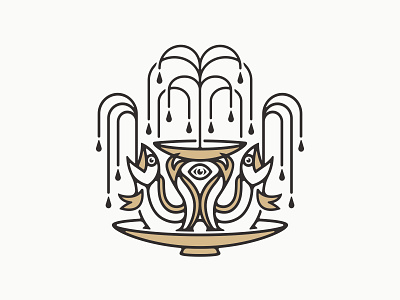 Fish Fountain badgedesign branding design graphic design illustration illustrator lineart logo photoshop traditional tattoo vector