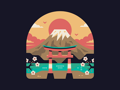 Mt Fuji badge fuji illustration japan logo mountain tokyo vector