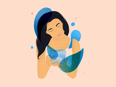 Jellyfish Dreams girl illustration jellyfish ocean life splashy water