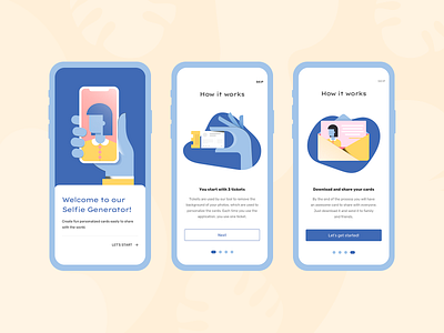 App Onboarding app design illustration selfie ui