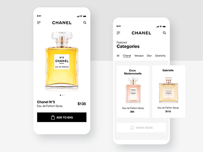 Perfume Shop 💐- Mobile App Concept app app design application concept daily ui dailyui ecommerce app elegant luxury mobile perfume product sell shop store trendy ui ui design uidesign uiux