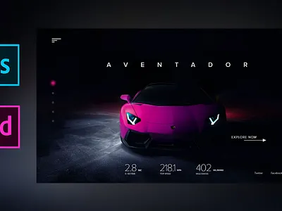 Lamborghini Aventador Web page adobexd cars colours dailyui dailyuichallenge design illustration lamborghini sports sportscar ui ui design