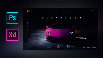 Lamborghini Aventador Web page adobexd cars colours dailyui dailyuichallenge design illustration lamborghini sports sportscar ui ui design