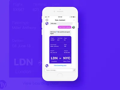 054 Confirmation airplane app app design bot confirmation dailyui design flat interface ios messager minimal onboarding plane ticket ui ux