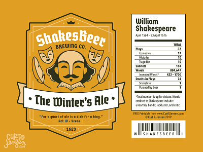 ShakesBeer Brewing Co. Labels beer beer label branding brewery logo drama masks label logo play shakespeare stage theater theater branding theatre