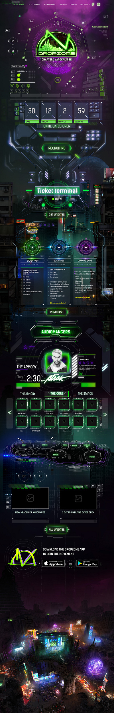 Dropzone Music Festival website dj edm fui future music music festival scifi vj