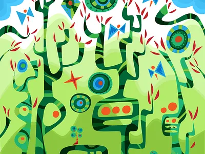 Forest abstract adobe illustrator design forest illustration jim flora vector vector art