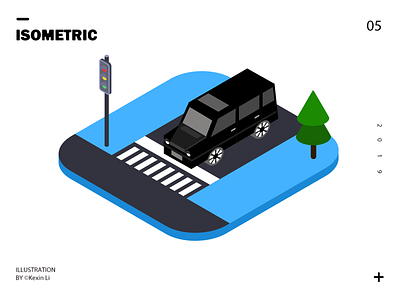 Traffic light illustration isometric art