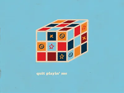 quit playin' me 3d bright design graphic icon illustration rubiks cube texture vector