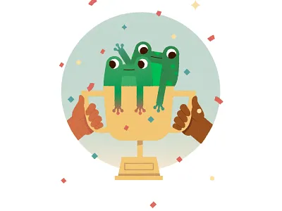 ᕙ〳 ರ ︿ ರೃ 〵ᕗ animal childrens book confetti frog hands illustration kidlitartist nature texture trophy win winner