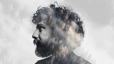 Human and Forest background colors design double exposure doubleexposure dribbble fog forest grey hair human man smoke tree trees
