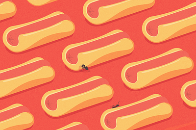 A Whole Bunch of Hot Dogs ant hot dog pattern picnic red weird meat