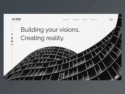 HI-RISE BUILDERS & DEVELOPERS black and white design flat landing page minimal typography ui ui design web website website design