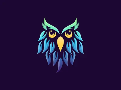 Owl with Gradient Colors animal brand branding design designer garagephic studio gradient gradient color graphic icon illustration inspiration leaf logo logo designer owl owl illustration owl logo vector