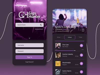 Daily UI #4 Music concert dailyui inspiration iphonex login music