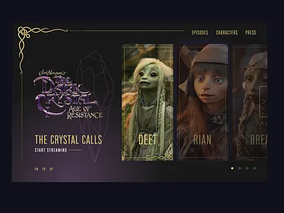 Landing Page :: The Dark Crystal adobe xd daily ui daily ui 003 daily ui challenge dark crystal landing page netflix product design slider ui ui design web design