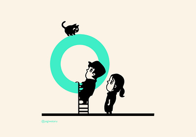 The cat on a circle animal character circle design gestalt graphic design illustration