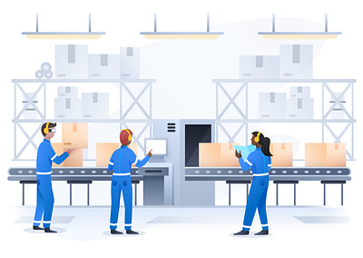 Manufacturing android art art direction artwork ecommerce factory header illustration illustrator ios iphone manufacturing sketch social website workers