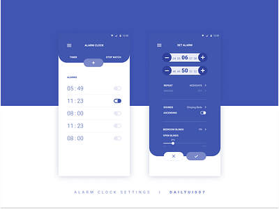 Alarm Clock Settings | 007 alarmclock app daily 100 challenge dailyui design settings timer ui userexperience ux web webdesign