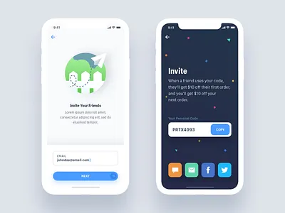 Invite To App android app dark design ecommerce invite ios iphone light mobile navigation social socialmedia ui userinterface ux