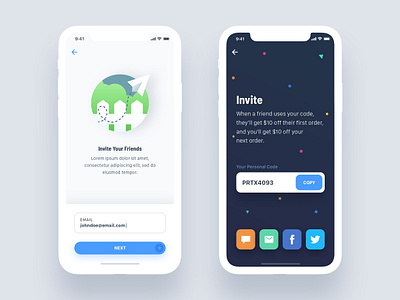 Invite To App android app dark design ecommerce invite ios iphone light mobile navigation social socialmedia ui userinterface ux