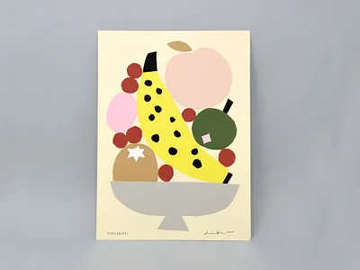Tutti Frutti cute flat color friendly fruit illustration fruits fruity illustration leena kisonen paper art papercut papercutting pastels scandinavian