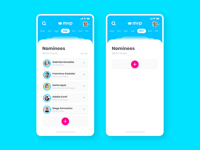 MVP App UI adobexd awareness blue button buttons minimal nominees ranking ui ux