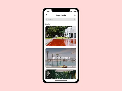 Hotel selection hotels ios10 resturent ui ux