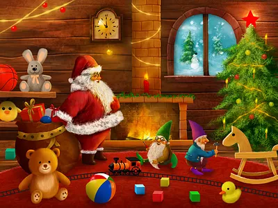 Christmas box package design illustration