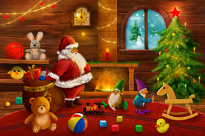 Christmas box package design illustration