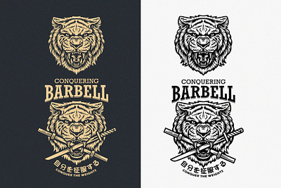 VINTAGE TIGER apparel design artworks badgedesign dark art freelance designer gentleman graphic designer illustration illustrator japanese culture martial arts mascot logo motorcycle art retro badge retro design rustic design tshirt design vintage badge vintage logo weightlifting