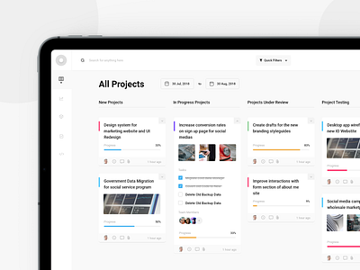 Project Management Tool app cards clean dash dashboard dashboard design design designers interface manage management management tool minimal product project project management ui ux web website