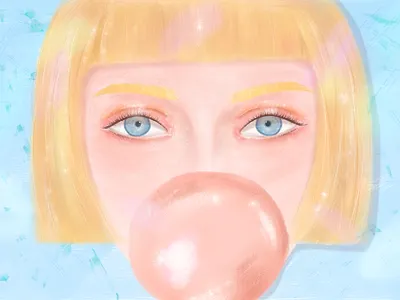 Practice amazing blue eyes bubblegum cool design drawing girl photoshop yellow