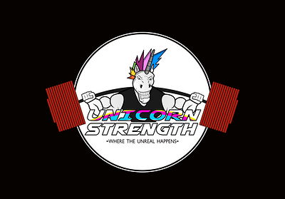 Unicorn Strength artist artwork cartoon character character art design fun graphic illustration logo unicorn unicorn logo vector
