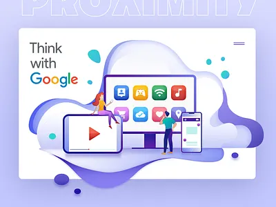 Think with Google clouds flat graphicdesign illustration minimal typography vector web website