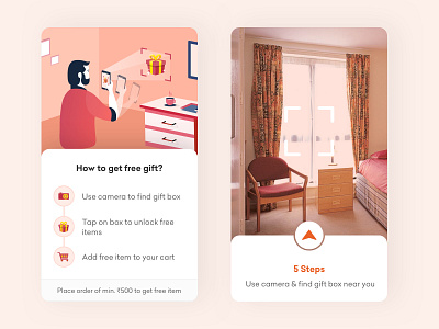 AR - Find Gifts Near You app benefits card clean design finding home illustration interaction design interface savings typography ui ux vector