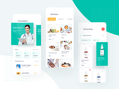 Health App app clean color consultation diet diet plan doctor health interface ios medicine mobile mobile app online shop product product design shop ugem ui ux