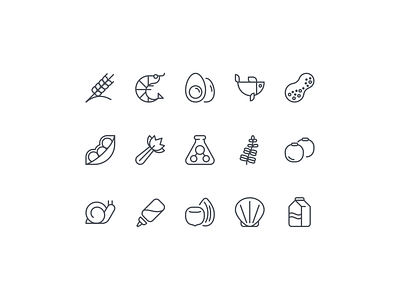 Food allergens icons airbnb allergy food food app icon icon set icons lineart vector webdesign