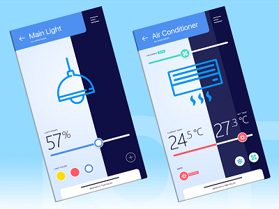 Smart Home App - Devices control air conditioner android android app app app control app design home app home control home controller interface iot iot app light control remote control smart home smarthome ui ux