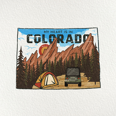 3/50 Colorado US State Sticker adventure badge camping colorado colorado state university emblem jeksongraphics logo mountains national park retro tent travel usa vector vintage