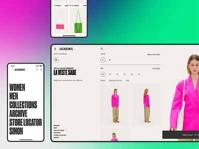 JACQUEMUS — Web site and mobile version animation ecommerce fashion flat interaction ios mobile mobile ui typogaphy ui uiux web website