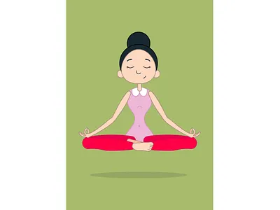 cute girl practicing yoga vector illustration art asana background beauty body calm cartoon coloring curly cute exercise female fitness flower girl health healthy human icon illustration