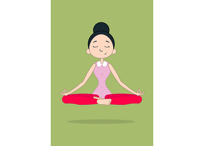 cute girl practicing yoga vector illustration art asana background beauty body calm cartoon coloring curly cute exercise female fitness flower girl health healthy human icon illustration