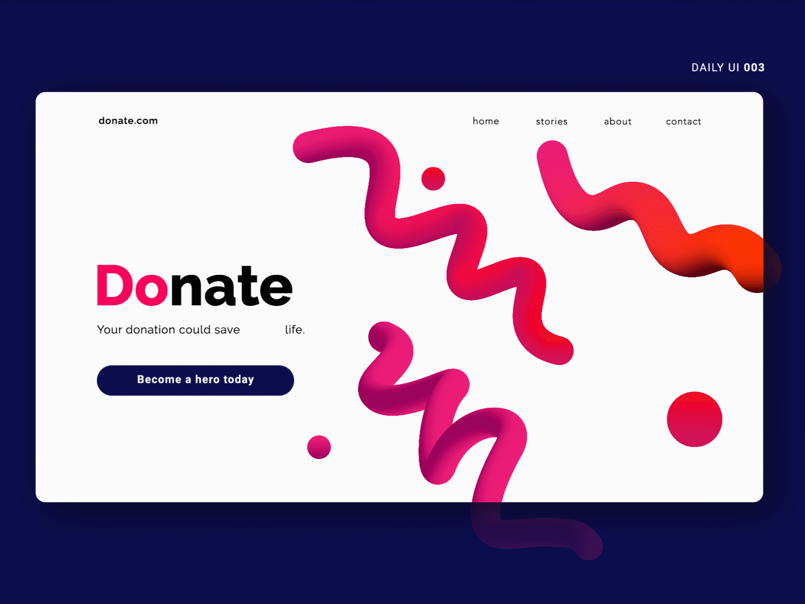 Daily UI 003 | Landing Page Animation adobe after animation challenge daily dailyui donate donation dribbble effect gift illustrator interface landing page ui ux