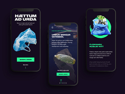 Finnum lausnir mobile animation bury design hökulá interaction iphonex jokula mobile ocean plastic pollution responsive sign up story storytelling trash ui ui design ux web design