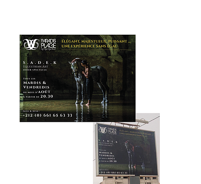 Pannel 4/3 Meters SADEK Equestrian Art X Paradis Plage advertising design event pannel wallpaper