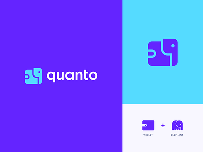 Quanto abstract animal branding clever finance icon logo money technology