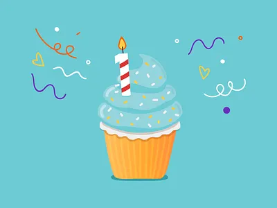 Birthday Muffin cake celebration design illustration muffin party